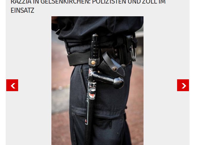 Gelsenkirchen: Antifa-Kampftrupp? Polizisten bei Razzia mit linksextremen Aufklebern an ihrer Ausrüstung!