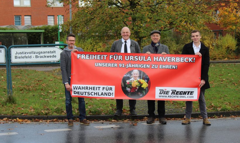 Banner-Aktionen für die Geburtstagsdemonstration für Ursula Haverbeck am 9. November in Bielefeld